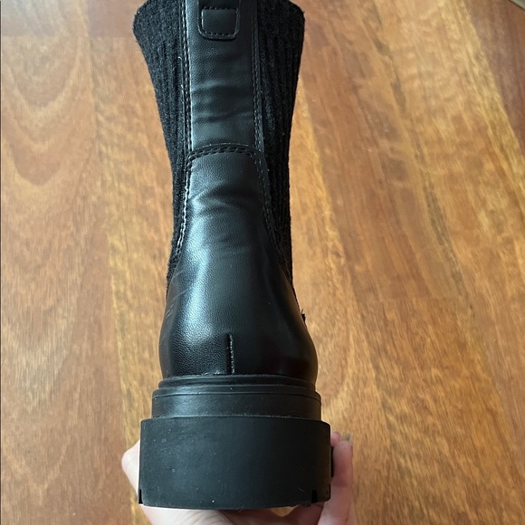 Zara Black Faux Leather Boots with Knit Calf - Picture 8 of 16